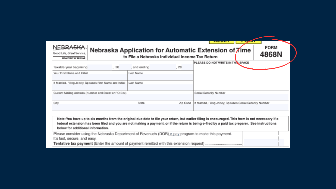 Nebraska Tax Extension Form 4868N