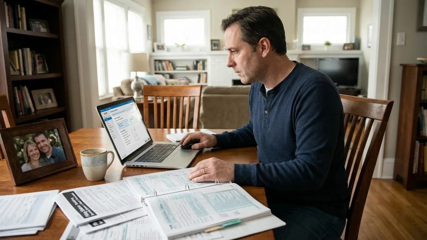 Person using online tax filing tool to determine the correct filing status.