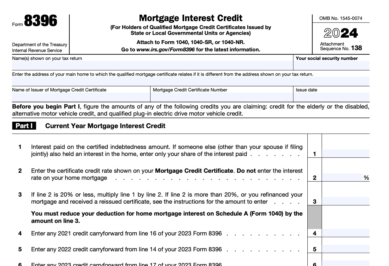 Form 8396, Mortgage Interest Credit