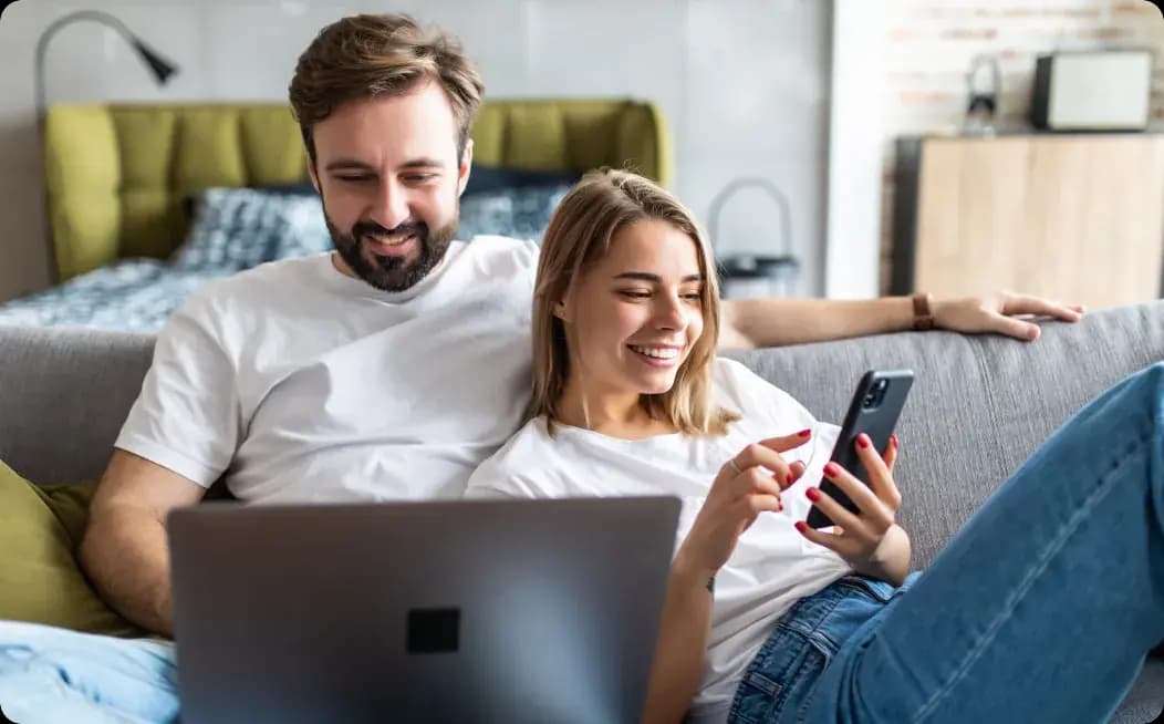 Happy Couple Working