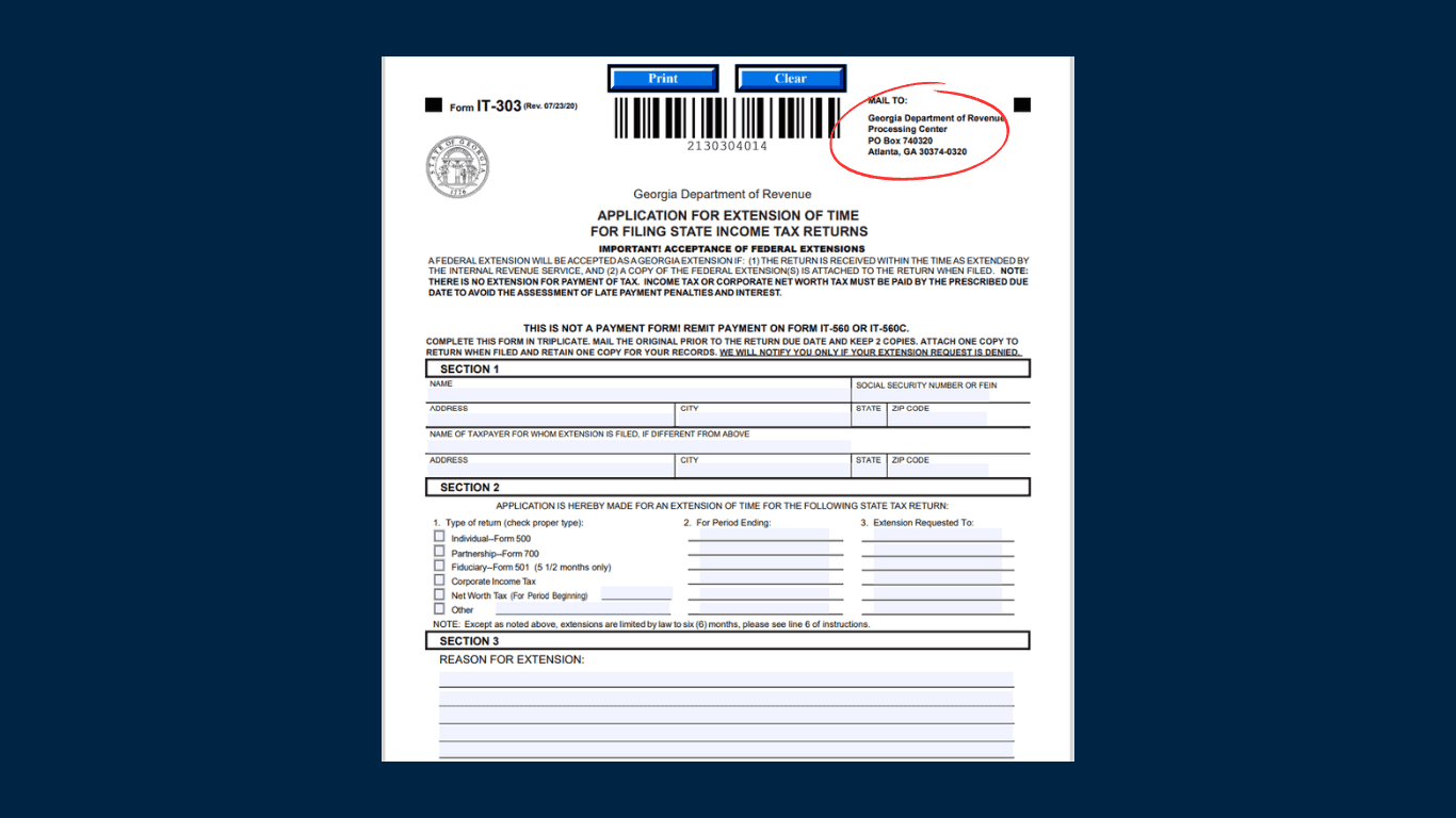IT 303 Georgia Tax Extension Form