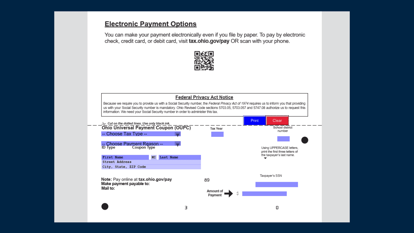 Ohio Universal Payment Coupon